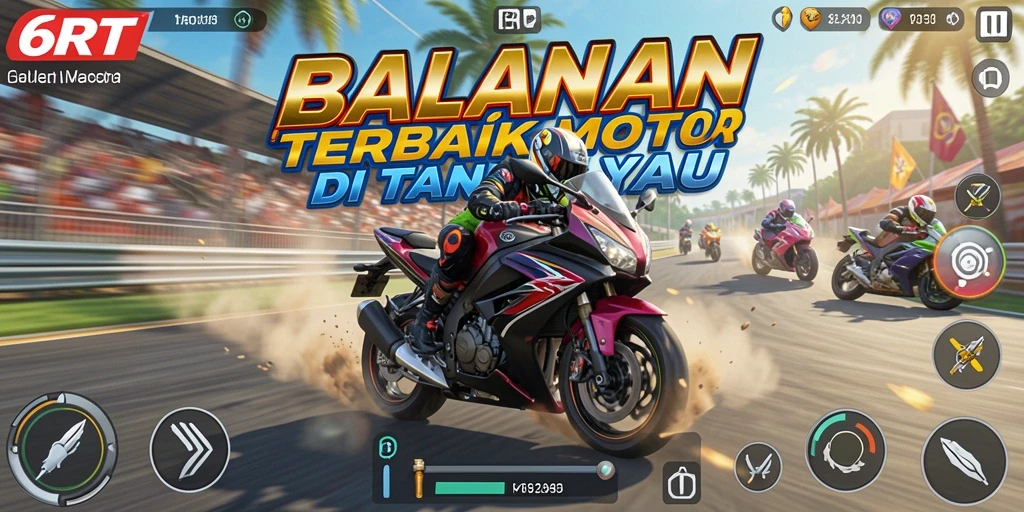 Tampilan gameplay 6RT dengan motor balap yang mendebarkan.