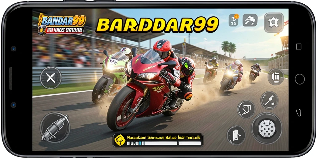 Gameplay luar biasa BANDAR99 dengan balapan motor yang seru.