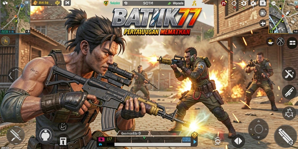 Gameplay seru dalam pertarungan Battle Royale di BATIK77.
