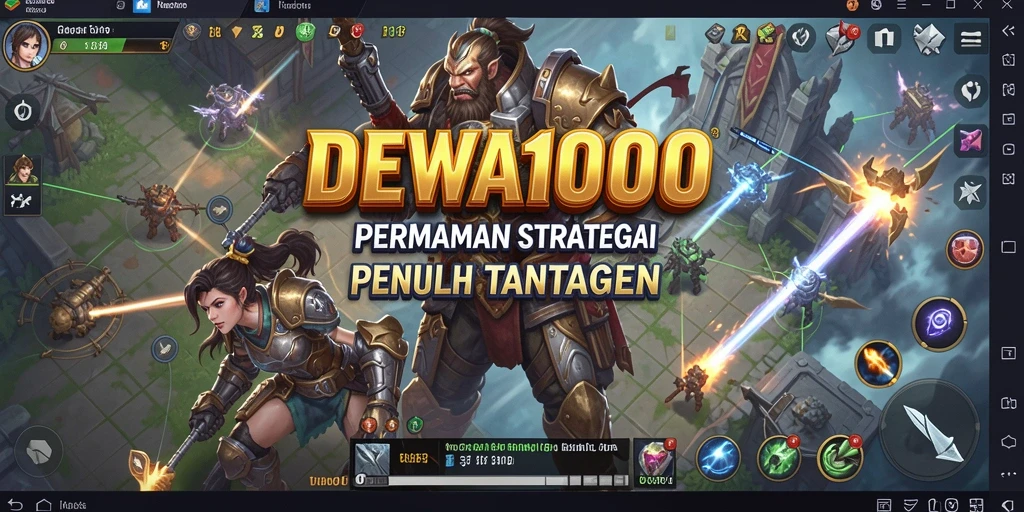 Tangkapan layar DEWA1000 menampilkan aksi pertempuran yang intens.