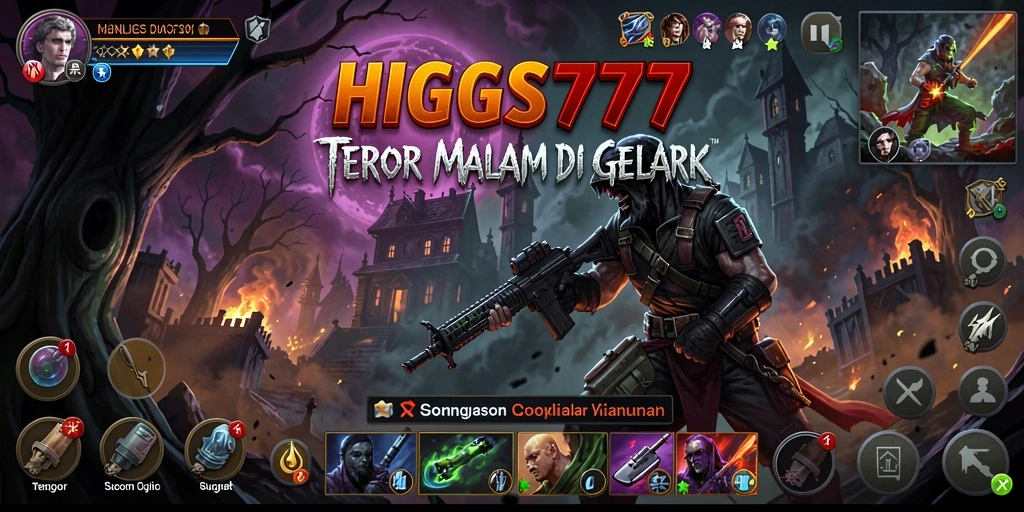 Tangkapan layar menampilkan suasana gelap dan mencekam dari HIGGS777.