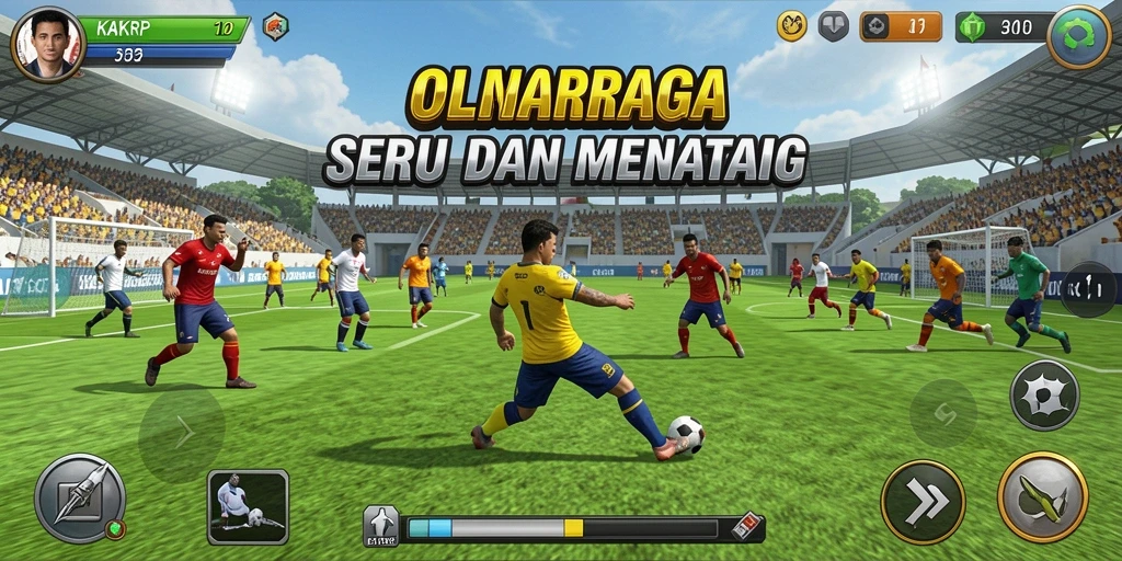 Screenshot gameplay KAKRP yang menampilkan aksi olahraga seru.