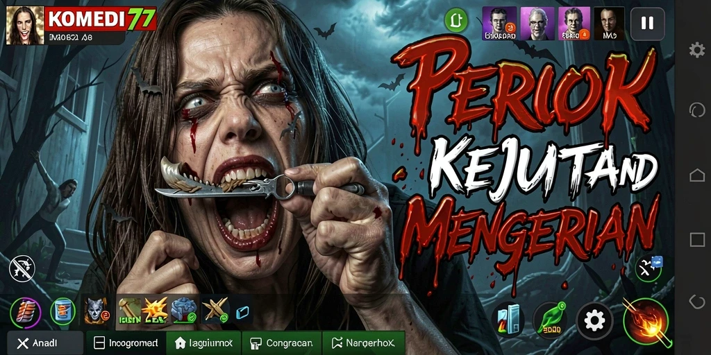 Screenshot menunjukkan karakter utama menghadapi makhluk menyeramkan di kegelapan.