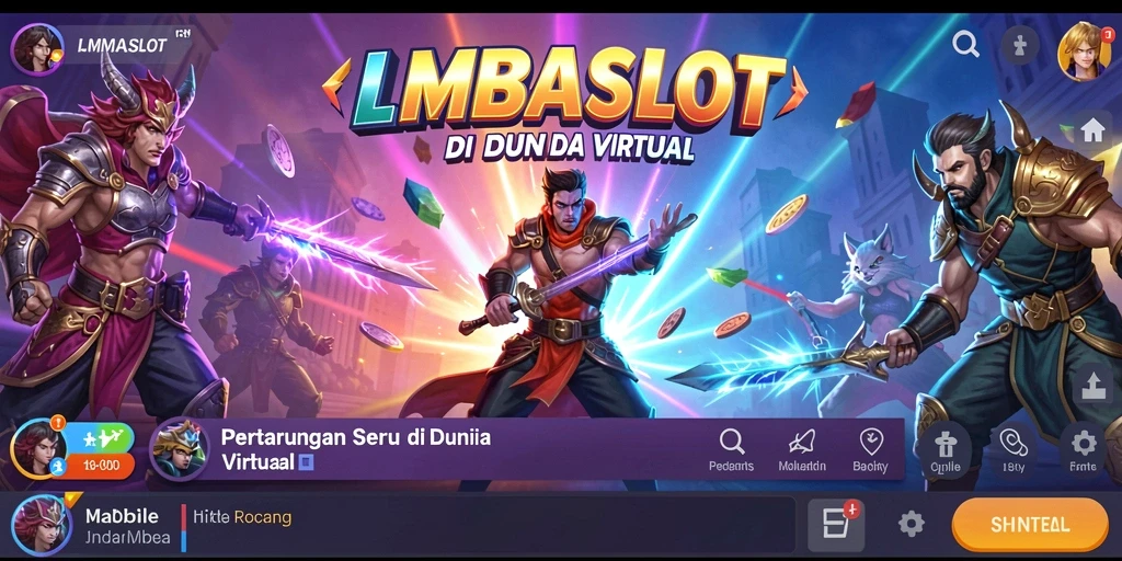 Tampilan gameplay seru dengan pertarungan karakter unik di LMBASLOT.