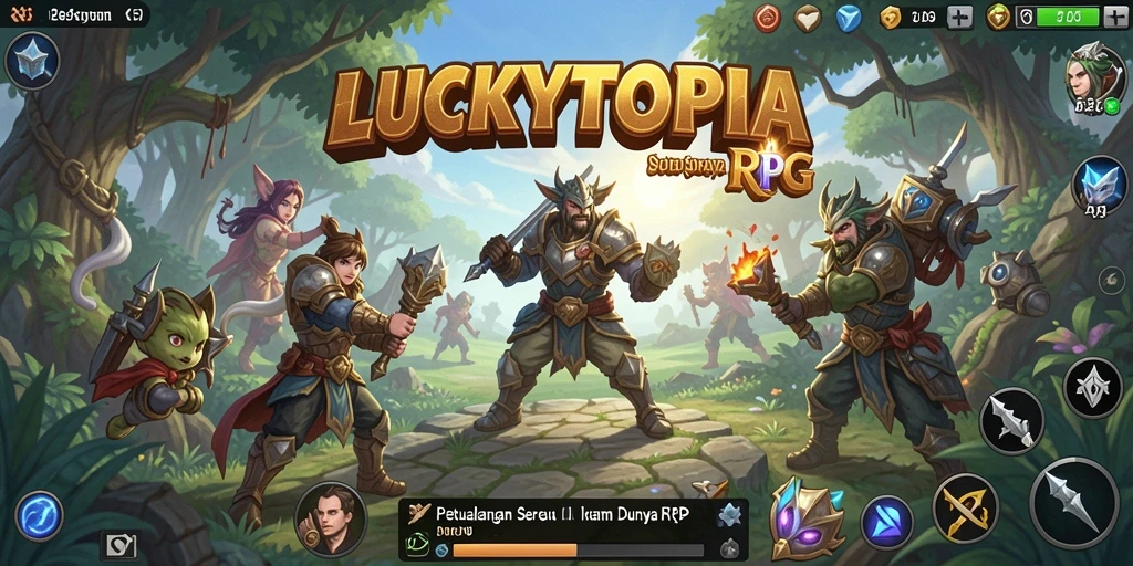 Tampilan gameplay LUCKYTOPIA yang memukau dengan aksi RPG seru.