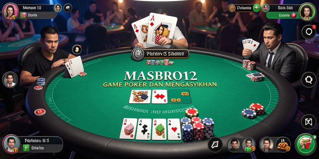 Tampilan utama gameplay Poker yang seru di MASBRO12.