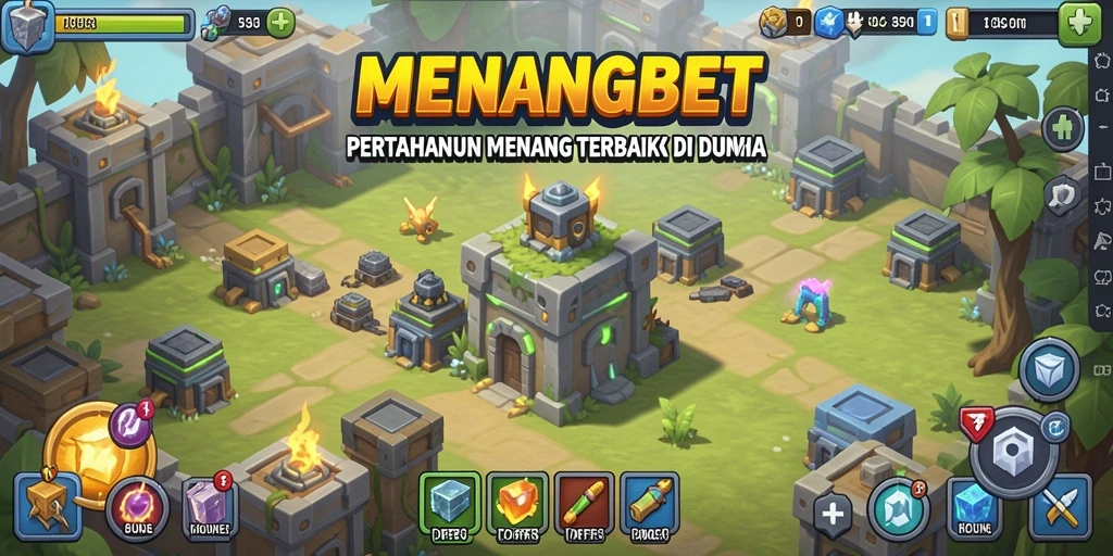 Tangkapan layar MENANGBET menampilkan momen epik pertahanan tower.
