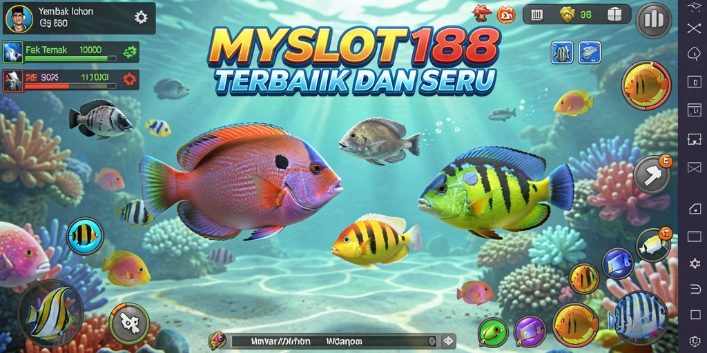 Tampilan gameplay Tembak Ikan MYSLOT188 yang seru dan menantang.