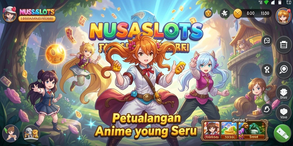 Tampilan gameplay seru dari NUSASLOTS dengan karakter anime.