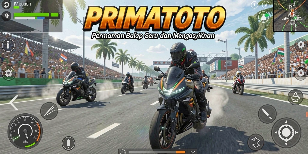Tampilan gameplay balap motor yang menarik dan penuh aksi.