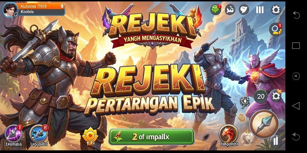 Tangkapan layar utama REJEKI menampilkan aksi pertarungan yang seru.