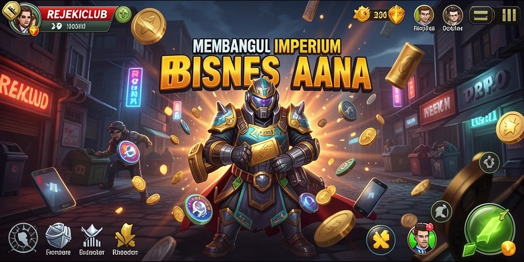 Screenshot gameplay REJEKICLUB yang menampilkan manajemen bisnis.