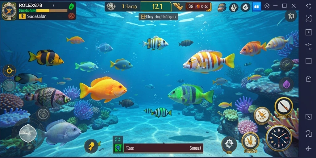 Screenshot gameplay Tembak Ikan yang mendebarkan dan penuh warna.