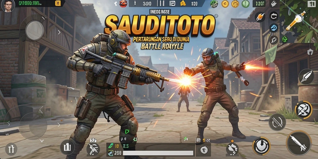 Gameplay SAUDITOTO yang mendebarkan dalam arena Battle Royale.