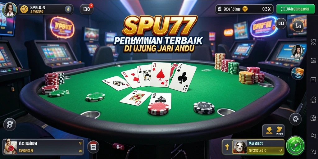 Menampilkan gameplay seru dalam aplikasi poker SPBU77.