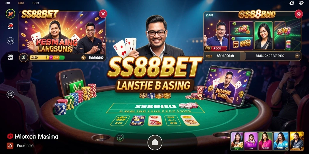 Screenshot utama SS88BET menampilkan dealer langsung dan gameplay mendebarkan.
