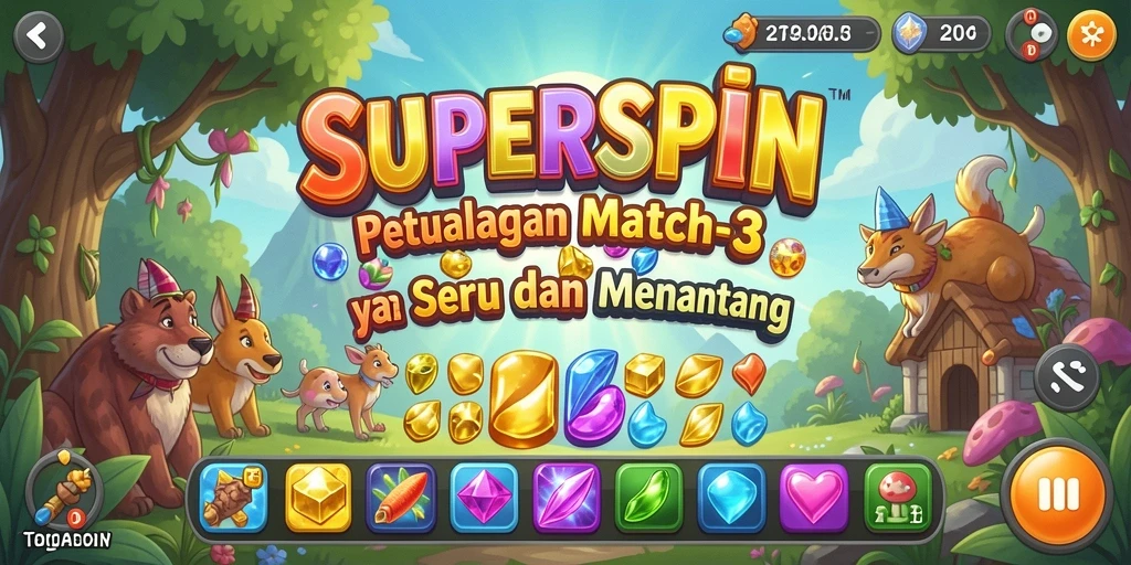 Gameplay SUPERSPIN yang seru dan penuh warna.