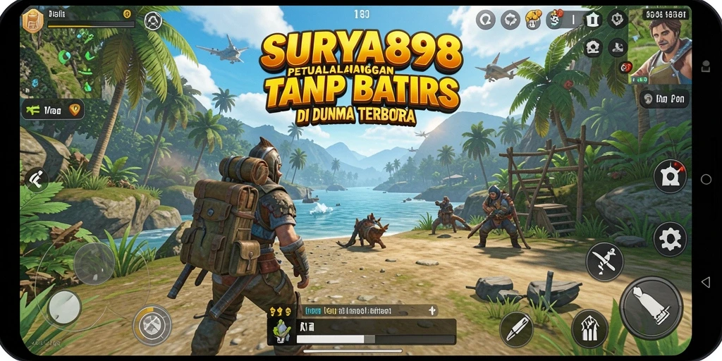 Tangkapan layar gameplay SURYA898 yang menampilkan petualangan di dunia terbuka.